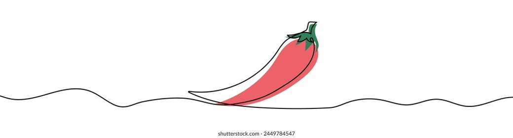 Continuous editable drawing of chili pepper icon. Chili pepper symbol in one line style.