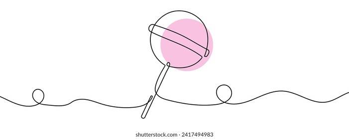 Continuous editable drawing of lollipop. One line drawing background. Vector illustration. Candy on a stick icon in one line style.