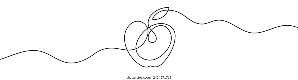 Continuous editable line drawing of apple shape. One line drawing background. Vector illustration. Single line apple icon.