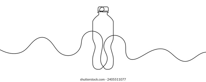 Continuous editable line drawing of bottle. One line drawing background. Vector illustration. Bottle icon in one line.