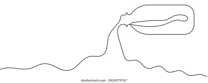 Continuous editable line drawing of bottle. One line drawing background. Vector illustration. Bottle icon in one line.