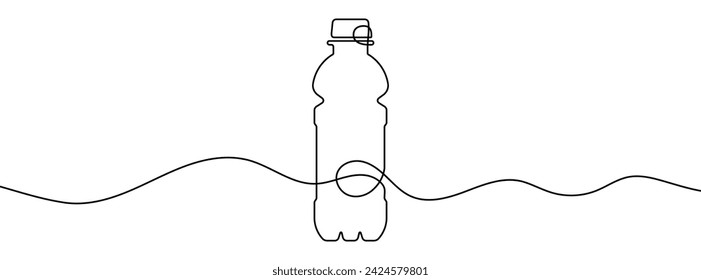 Continuous editable line drawing of bottle. One line drawing background. Vector illustration. Bottle icon in one line.