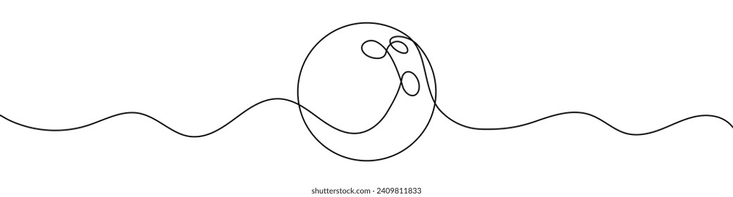 Continuous editable line drawing of bowling ball. One line drawing background. Vector illustration. Bowling ball icon in one line.