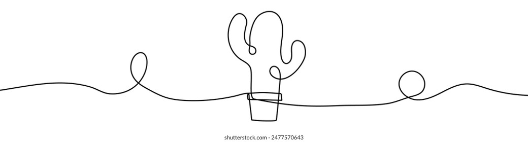 Continuous editable line drawing of cactus. One line drawing of cactus icon. Vector illustration. Cactus icon in one line.