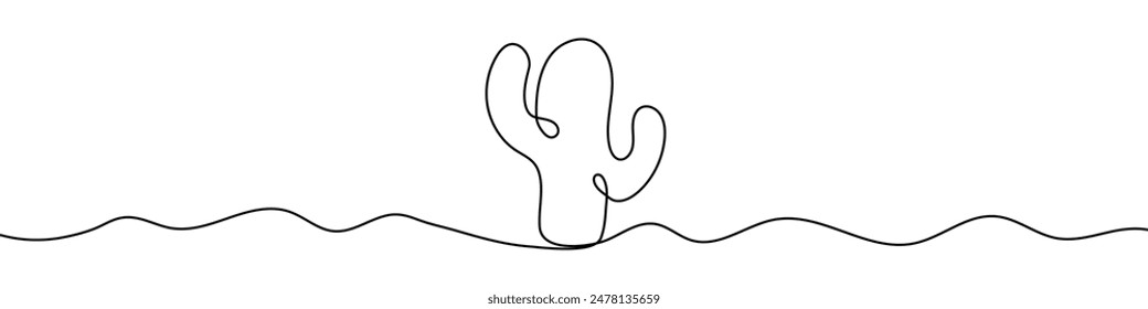 Continuous editable line drawing of cactus. One line drawing of cactus icon. Vector illustration. Cactus icon in one line.