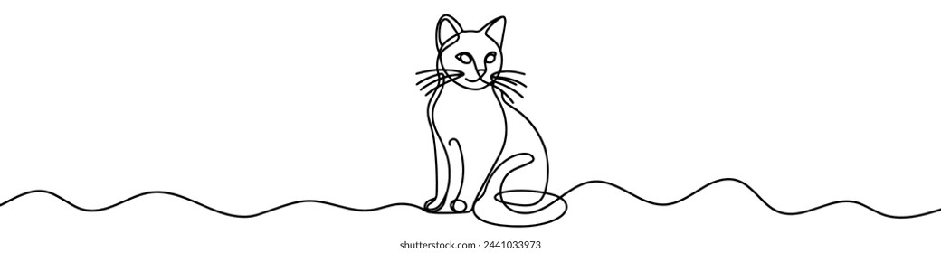 Dibujo de línea editable continuo de gato. Fondo de dibujo de una línea. Ilustración vectorial. Icono de gato en una línea.