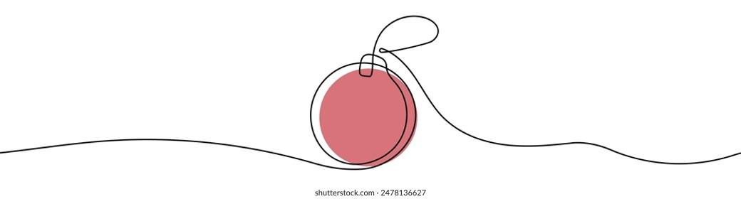 Continuous editable line drawing of Christmas ball. One line drawing of Christmas ball. Vector illustration. Christmas ball icon in one line.