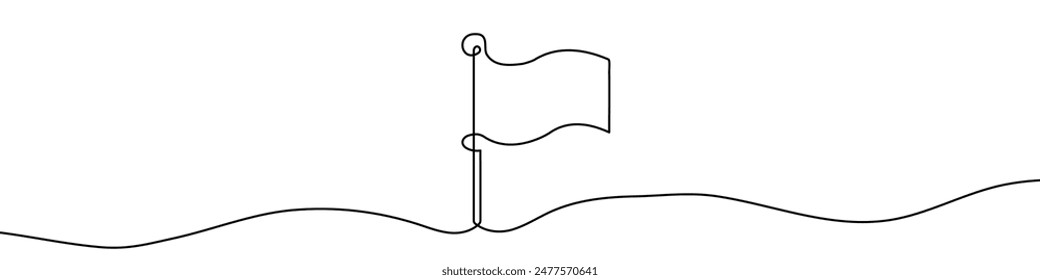 Continuous editable line drawing of flag. One line drawing of flag icon. Flag icon in one line.