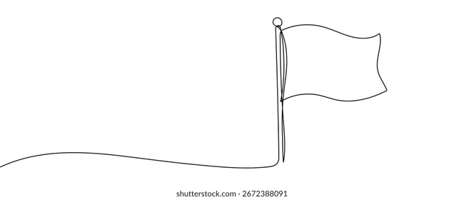 Continuous editable line drawing of flag. One line drawing of flag icon. Flag icon in one line.