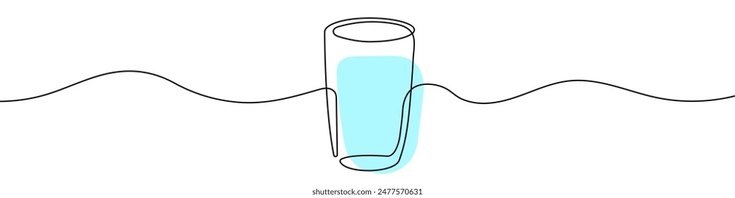 Continuous editable line drawing of glassful. Glassful icon in one line.