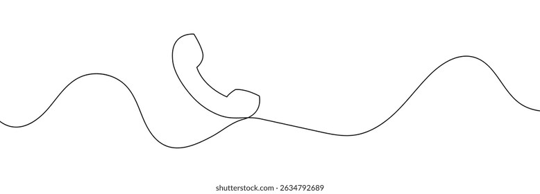 Continuous editable line drawing of handset. One line drawing background. Vector illustration. Single line sun hat icon.