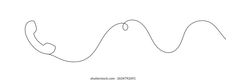 Continuous editable line drawing of handset. One line drawing background. Vector illustration. Single line sun hat icon.