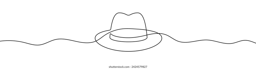 Continuous editable line drawing of hat. One line drawing background. Vector illustration. Single line hat icon.