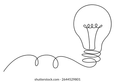 Kontinuierliche bearbeitbare Linienzeichnung von Glühbirnen-Symbol in minimalem Vektorstil
