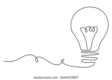 Continuous editable line drawing of light bulb icon in minimal vector style
