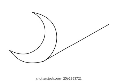 Continuous editable line drawing of moon icon. One line drawn moon. Vector illustration. Moon icon in one line.