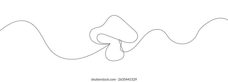Continuous editable line drawing of mushroom. Mushroom icon in one line .