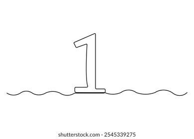 Continuous editable line drawing of number 1. editable One line drawing of number 1 icon Vector illustration