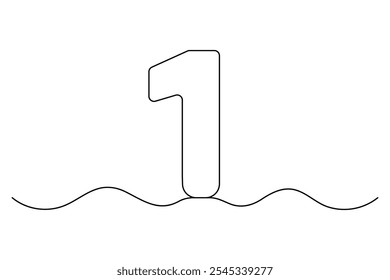 Continuous editable line drawing of number 1. editable One line drawing of number 1 icon Vector illustration