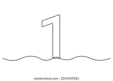 Continuous editable line drawing of number 1. editable One line drawing of number 1 icon Vector illustration