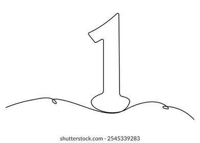 Dibujo de línea editable continuo del número 1. Dibujo de línea editable del número 1 Ilustración vectorial de iconos