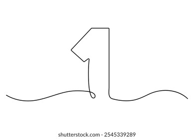 Continuous editable line drawing of number 1. editable One line drawing of number 1 icon Vector illustration
