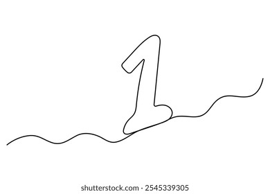 Continuous editable line drawing of number 1. editable One line drawing of number 1 icon Vector illustration