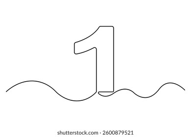 Continuous editable line drawing of number 1. editable One line drawing of number 1 icon Vector illustration
