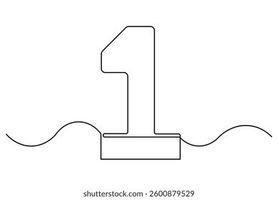Continuous editable line drawing of number 1. editable One line drawing of number 1 icon Vector illustration
