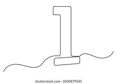 Continuous editable line drawing of number 1. editable One line drawing of number 1 icon Vector illustration
