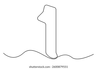 Continuous editable line drawing of number 1. editable One line drawing of number 1 icon Vector illustration
