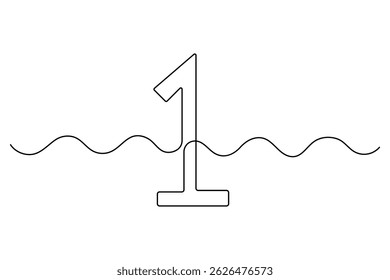 Desenho de linha editável contínuo do número 1. editável Um desenho de linha do número 1 ícone Ilustração de vetor
