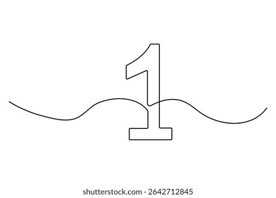 Continuous editable line drawing of number 1 in a minimal vector illustration style
