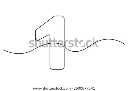 Continuous editable line drawing of number 1. editable One line drawing of number 1 icon Vector illustration
