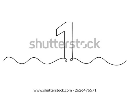 Continuous editable line drawing of number 1. editable One line drawing of number 1 icon Vector illustration
