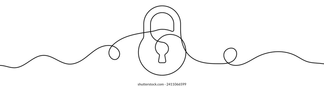 Continuous editable line drawing of padlock. One line drawing background. Vector illustration. Single line padlock icon.