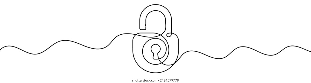 Continuous editable line drawing of padlock. One line drawing background. Vector illustration. Single line padlock icon.