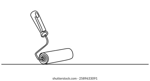 Continuous editable line drawing of paint roller. Paint roller icon in one line, paint roller brush work industry object art, one line art paint roller vector illustration. minimalist style concept.
