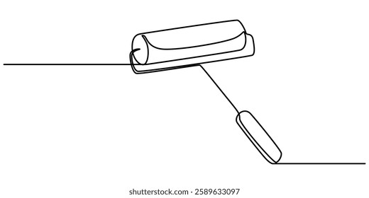 Continuous editable line drawing of paint roller. Paint roller icon in one line, paint roller brush work industry object art, one line art paint roller vector illustration. minimalist style concept.