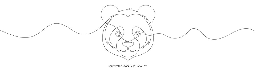 Dibujo de línea modificable continuo de la cabeza de panda. Icono de cabeza de panda en un estilo de línea.