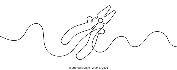 Dibujo de líneas editable continuo de alicates. Fondo de dibujo de una línea. Ilustración vectorial. Icono de pinzas de una sola línea.