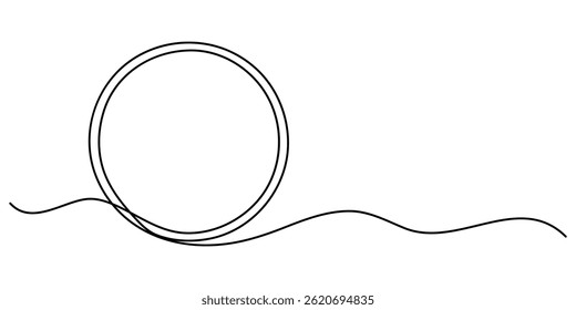  Continuous editable line drawing of round frame. One line drawing background. Vector illustration. Round frame in one line, round shape continuous one line drawing. 