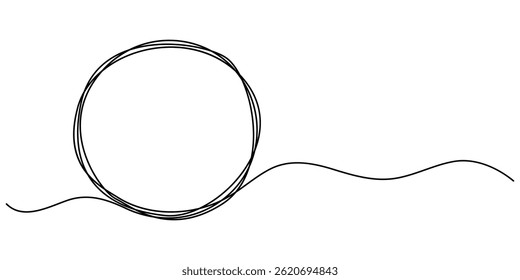  Continuous editable line drawing of round frame. One line drawing background. Vector illustration. Round frame in one line, round shape continuous one line drawing. 