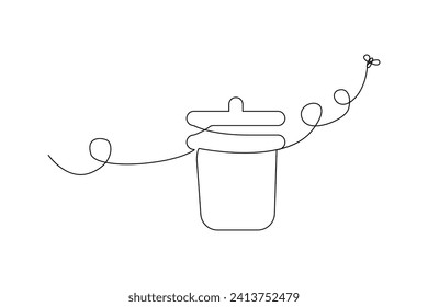 Continuous editable line drawing of trash can. Vector illustration. EPS 10.