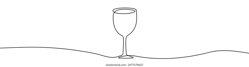 Continuous editable line drawing of wine glass. Wine glass icon in one line.