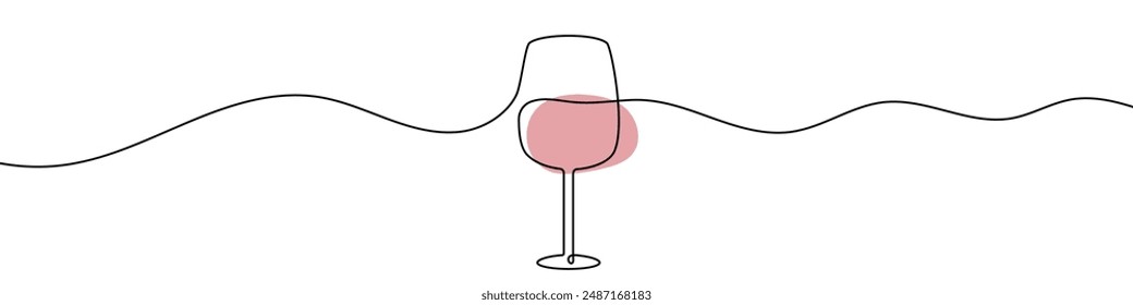 Continuous editable line drawing of wine glass. One line drawing of wine glass. Vector illustration. Wine glass icon in one line.