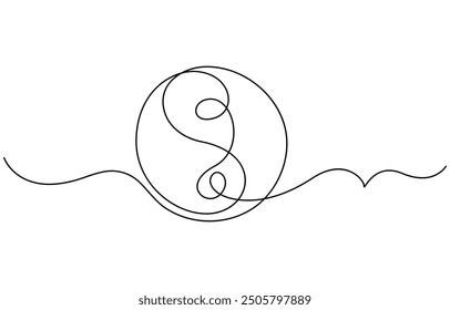 Dibujo de línea editable continuo del símbolo de Yin Yang. Un dibujo de línea del icono de Yin Yang. Ilustración vectorial. Símbolo de Yin Yang en una línea. Boceto de Yin y Yang. Dibujo a mano continuo de una línea