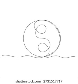 Kontinuierliche bearbeitbare Linienzeichnung von Yin Yang Symbol eine Linienzeichnung von Yin Yang Symbol