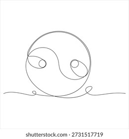 Kontinuierliche bearbeitbare Linienzeichnung von Yin Yang Symbol eine Linienzeichnung von Yin Yang Symbol