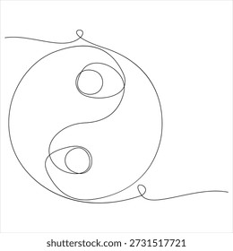 Kontinuierliche bearbeitbare Linienzeichnung von Yin Yang Symbol eine Linienzeichnung von Yin Yang Symbol